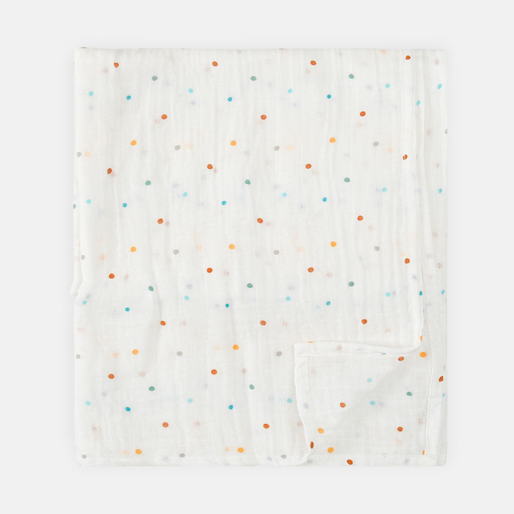 WRAPING SHEET MUSLIN PK-3 WHITE FOREST ANIMAL THEME