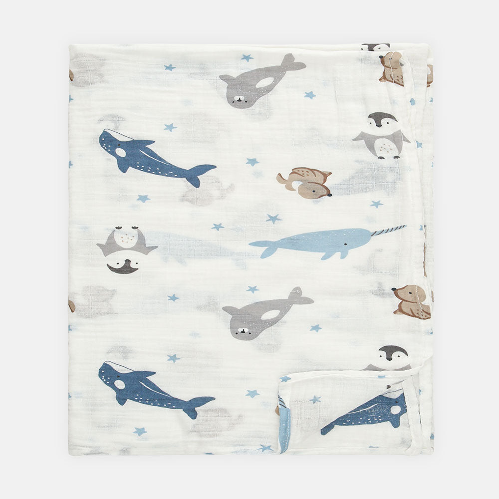 WRAPING SHEET MUSLIN PK-3 BLUE SEA THEME