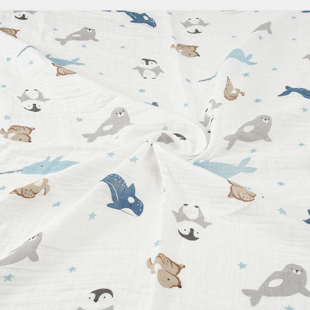 WRAPING SHEET MUSLIN PK-3 BLUE SEA THEME