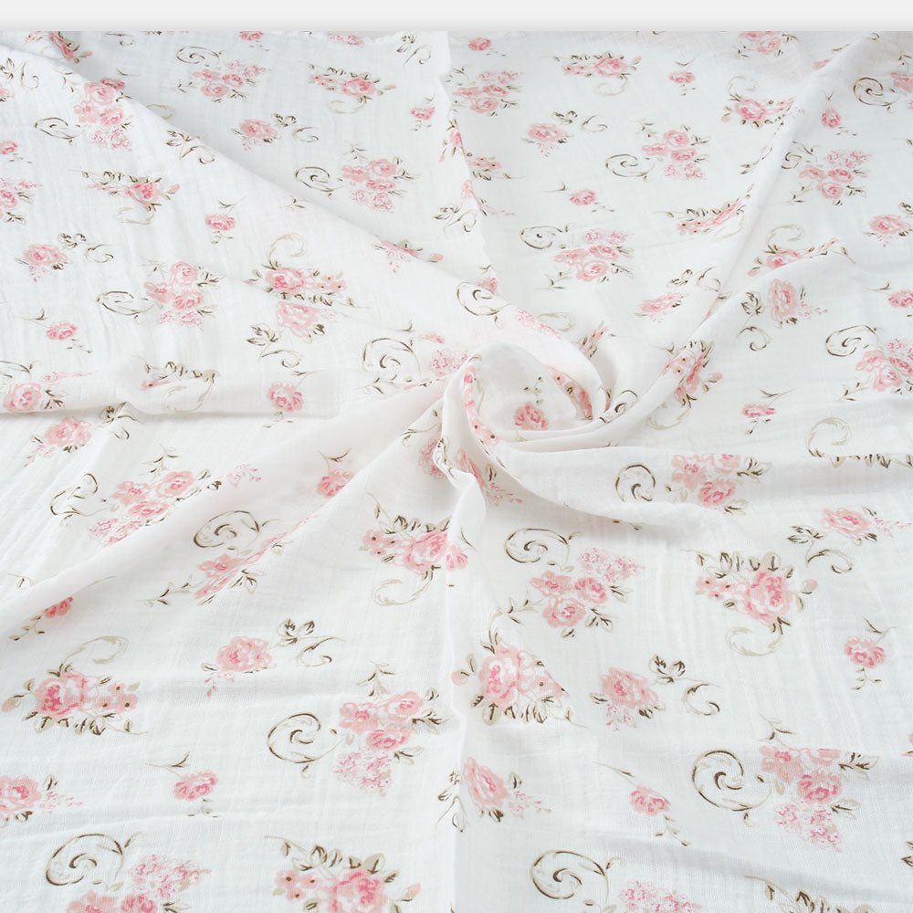 WRAPING SHEET MUSLIN PK-2 WHITE FLOWER