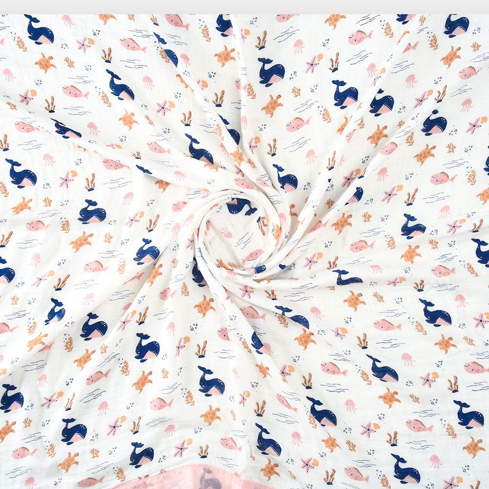 WRAPING SHEET MUSLIN OCEAN THEMED