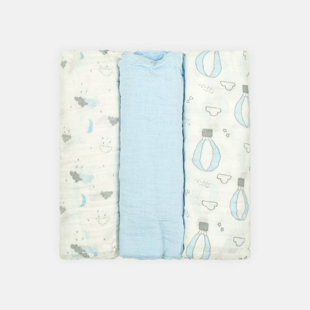 WRAPING SHEET MUSLIN PK-3 BLUE BALLON