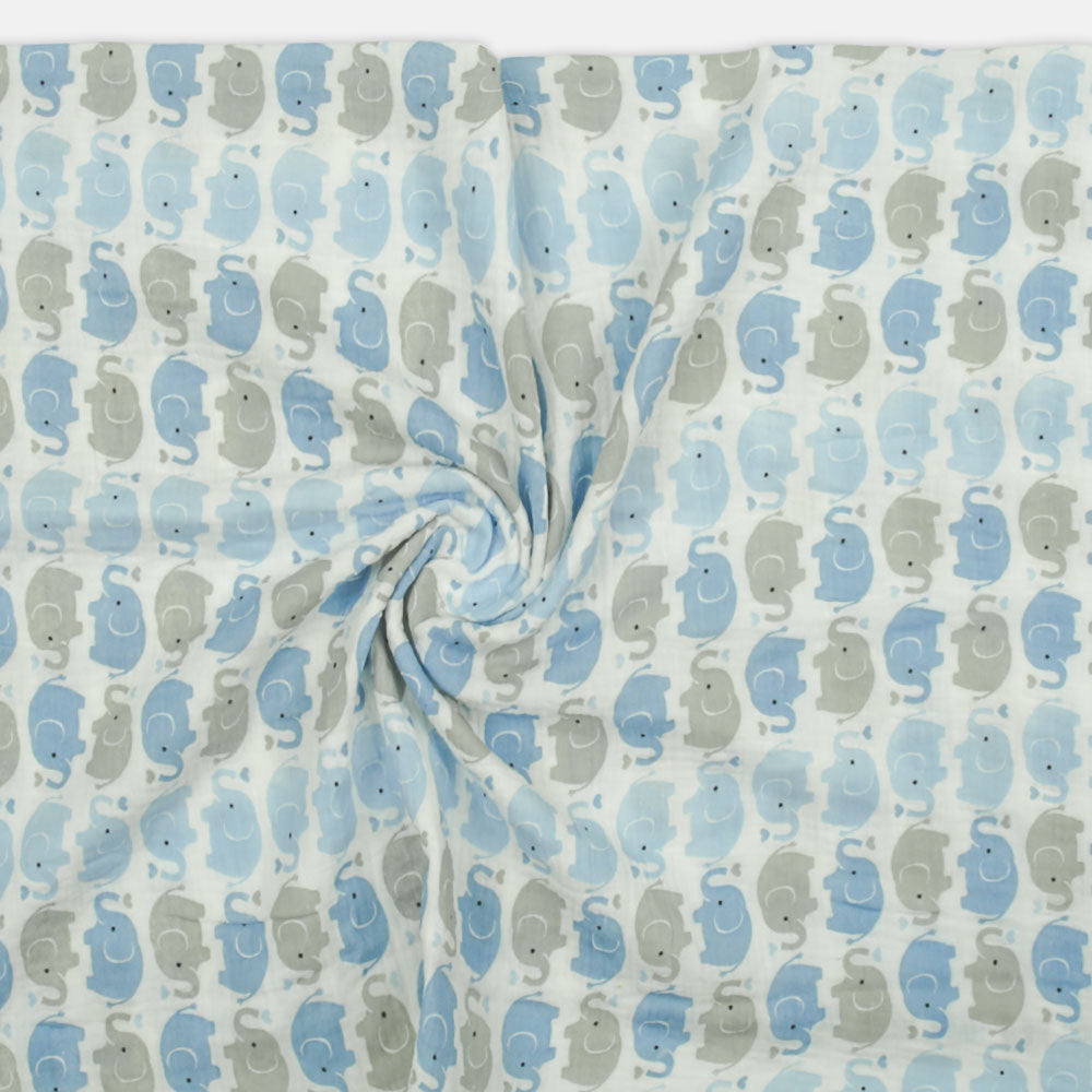 WRAPING SHEET MUSLIN PK-2 BLUE ELEPHANT