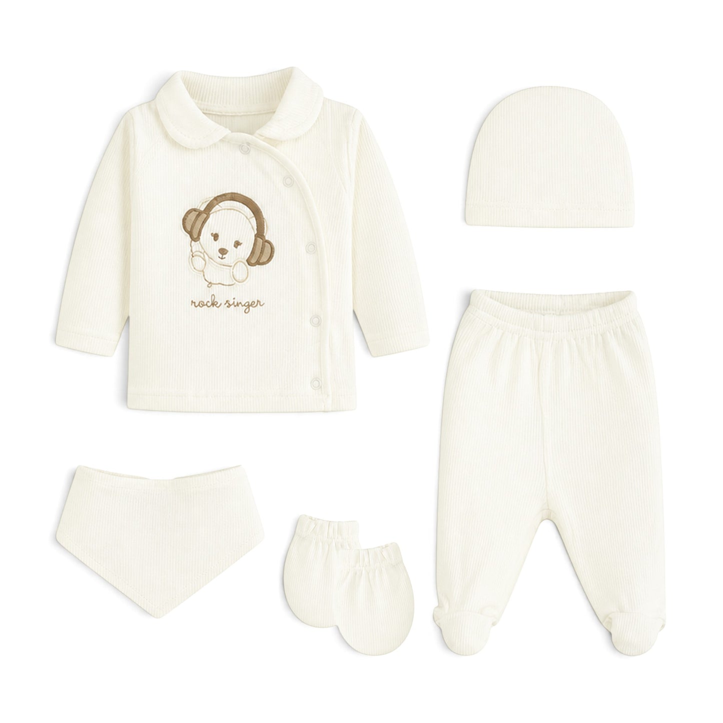 CREAM "ROCK SINGER" BEAR BABY GIRL GIFT SET