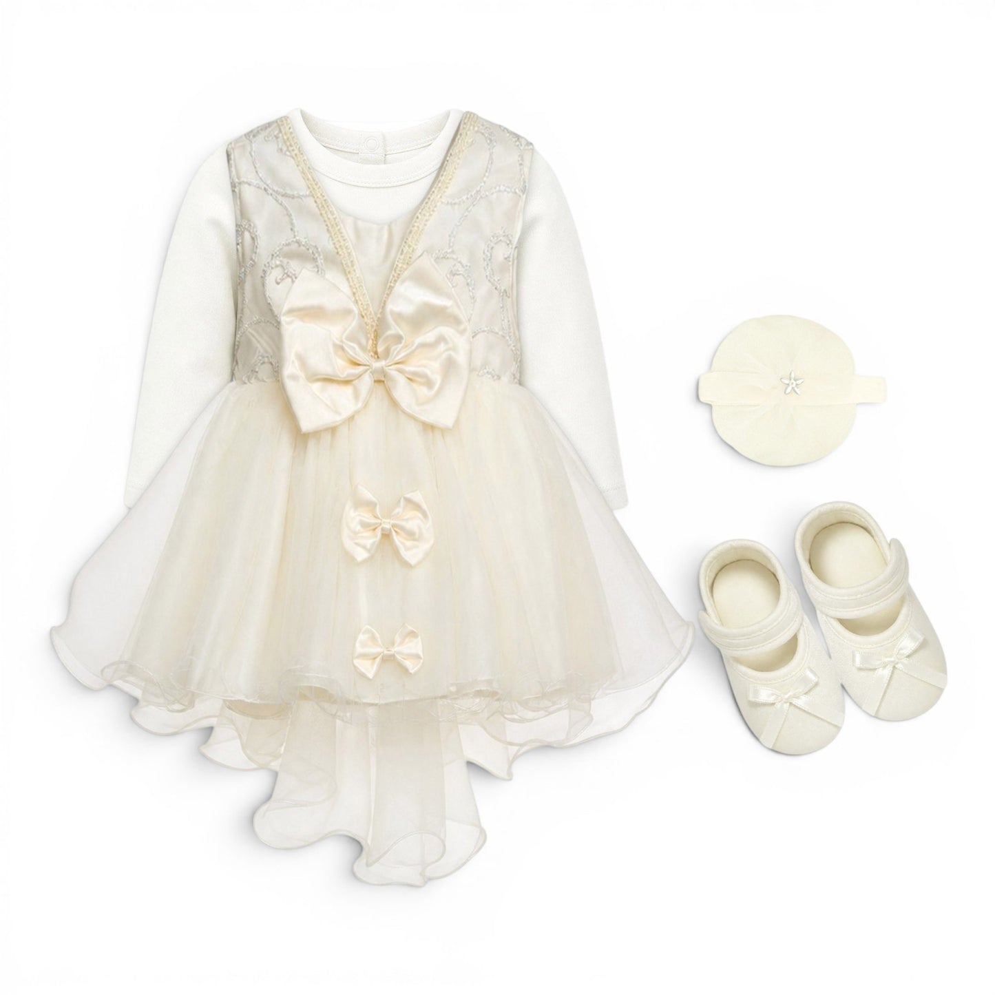 WHITE EMBROIDERED BABY GIRL FANCY FROCK GIFT SET