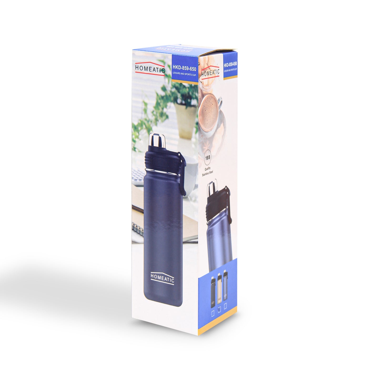 HOMEATIC STEEL WATER BOTTLE 650 ML SILVER