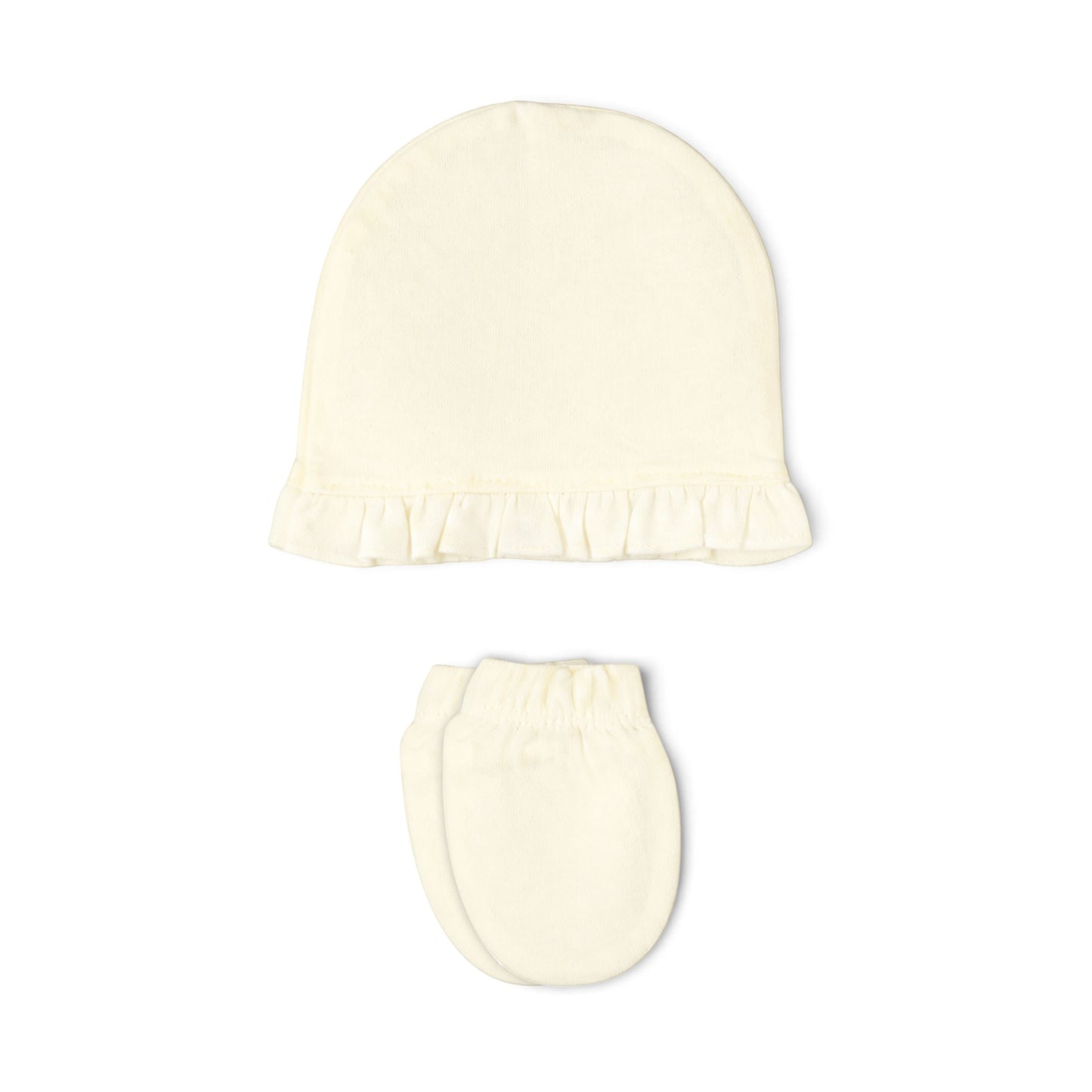 CREAM RUFFLE-ACCENT BABY GIRL GIFT SET