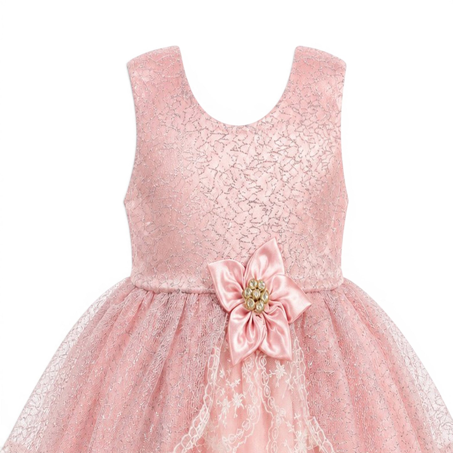 PINK LACE FLOWER BABY GIRL FANCY FROCK GIFT SET