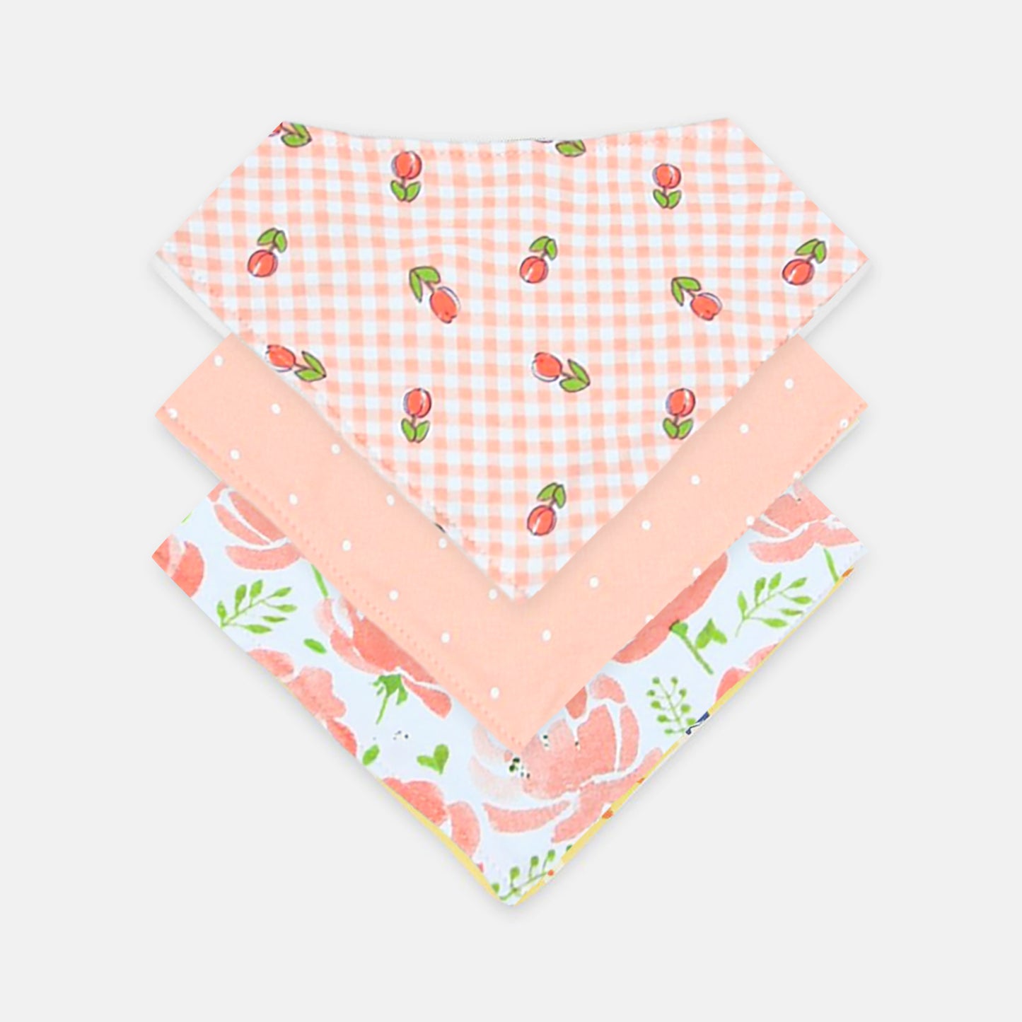 Peach Floral Bandana Bibs (3-Pack)