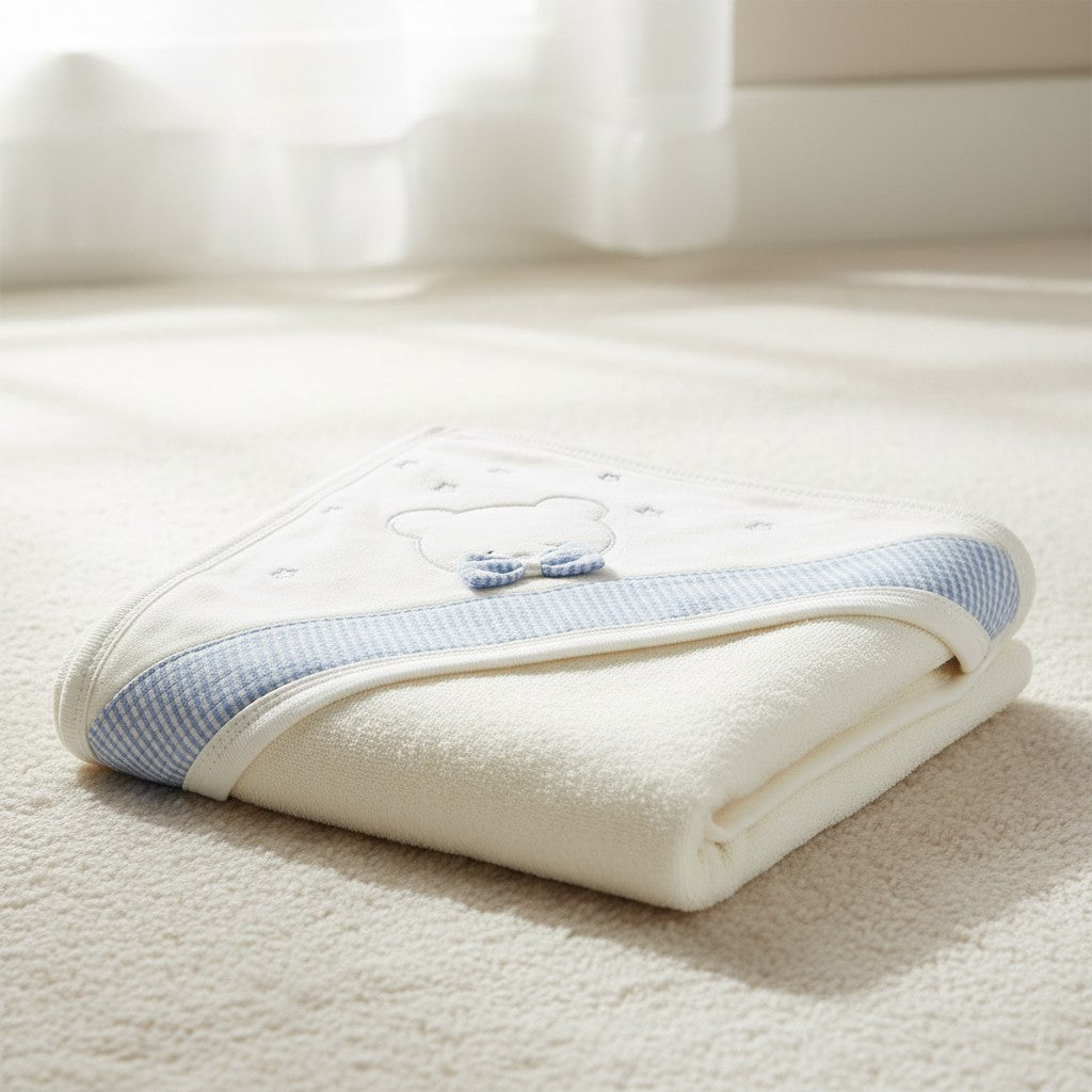 SLEEPING TEDDY HOODED BATH TOWEL
