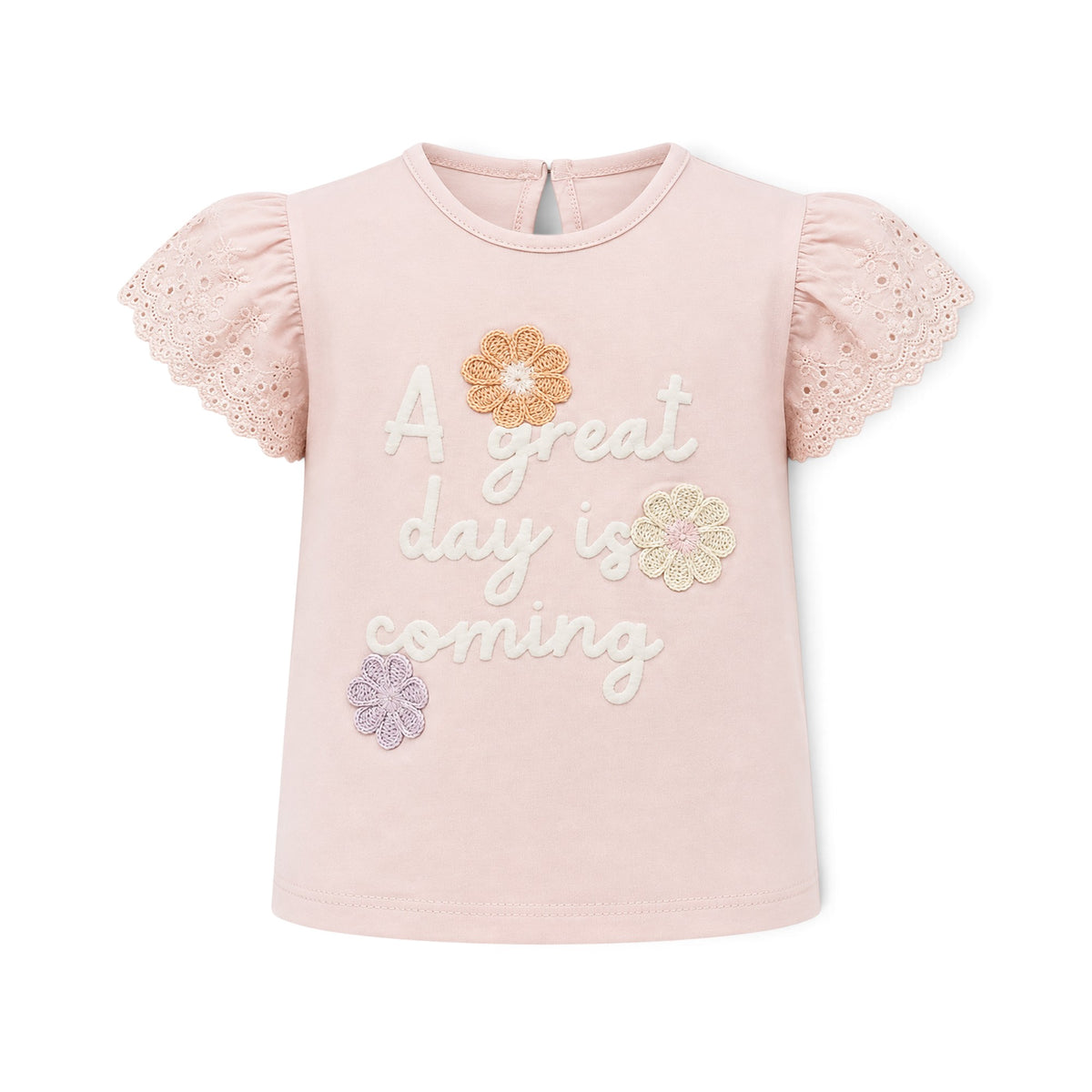 PINK "A GREAT DAY IS COMING" AND DENIM SHORTS BABY GIRL OUTFIT