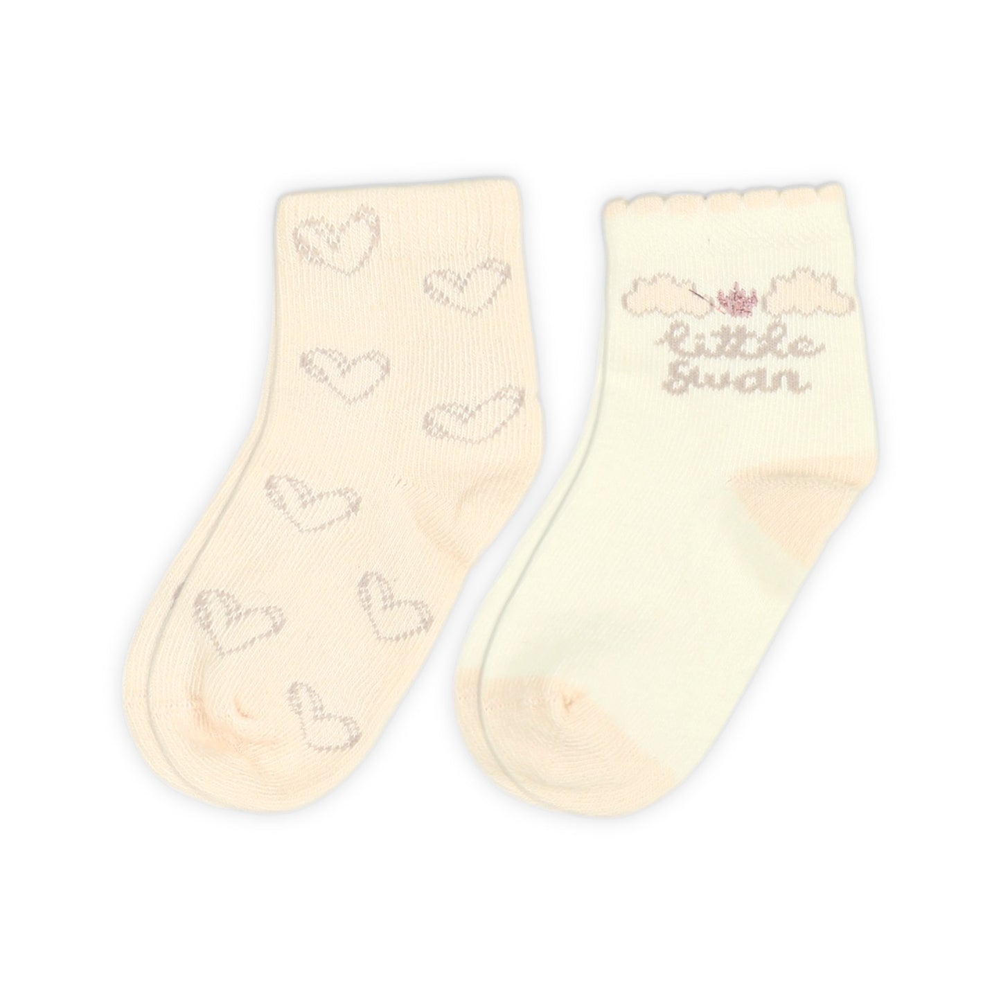 HEART-PATTERNED DUAL-TONE GIRL SOCKS PK-2