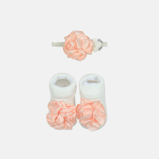 Glitter Rose Set Beanie  And Booties