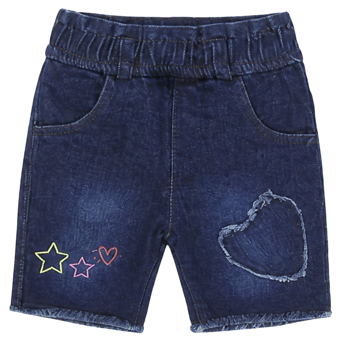 DARK WASH EMBROIDERED DENIM GIRL SHORT