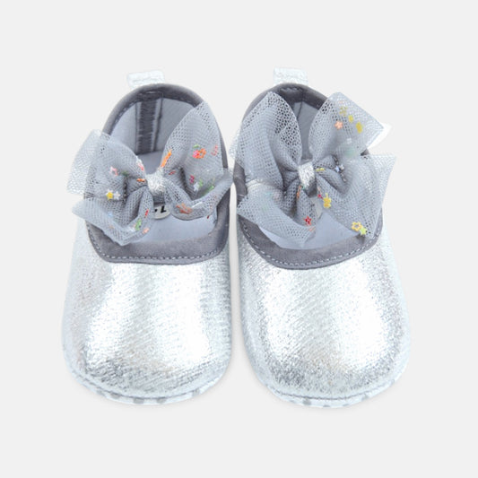 Girl Grey Tulle Bow Pre-Walkers
