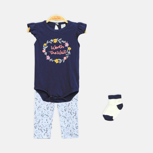 Navy Floral 4-Piece Set
