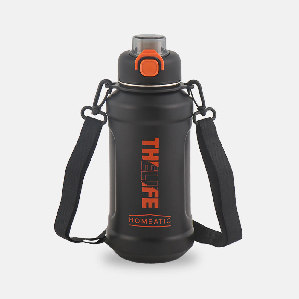 HOMEATIC STEEL WATER BOTTLE 1000 ML BLACK SPORTS