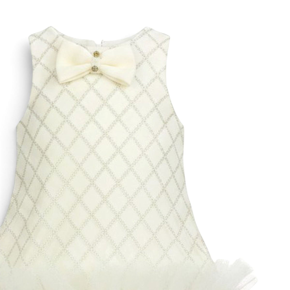 BABY GIRL CREAM & SILVER LATTICE PARTY DRESS