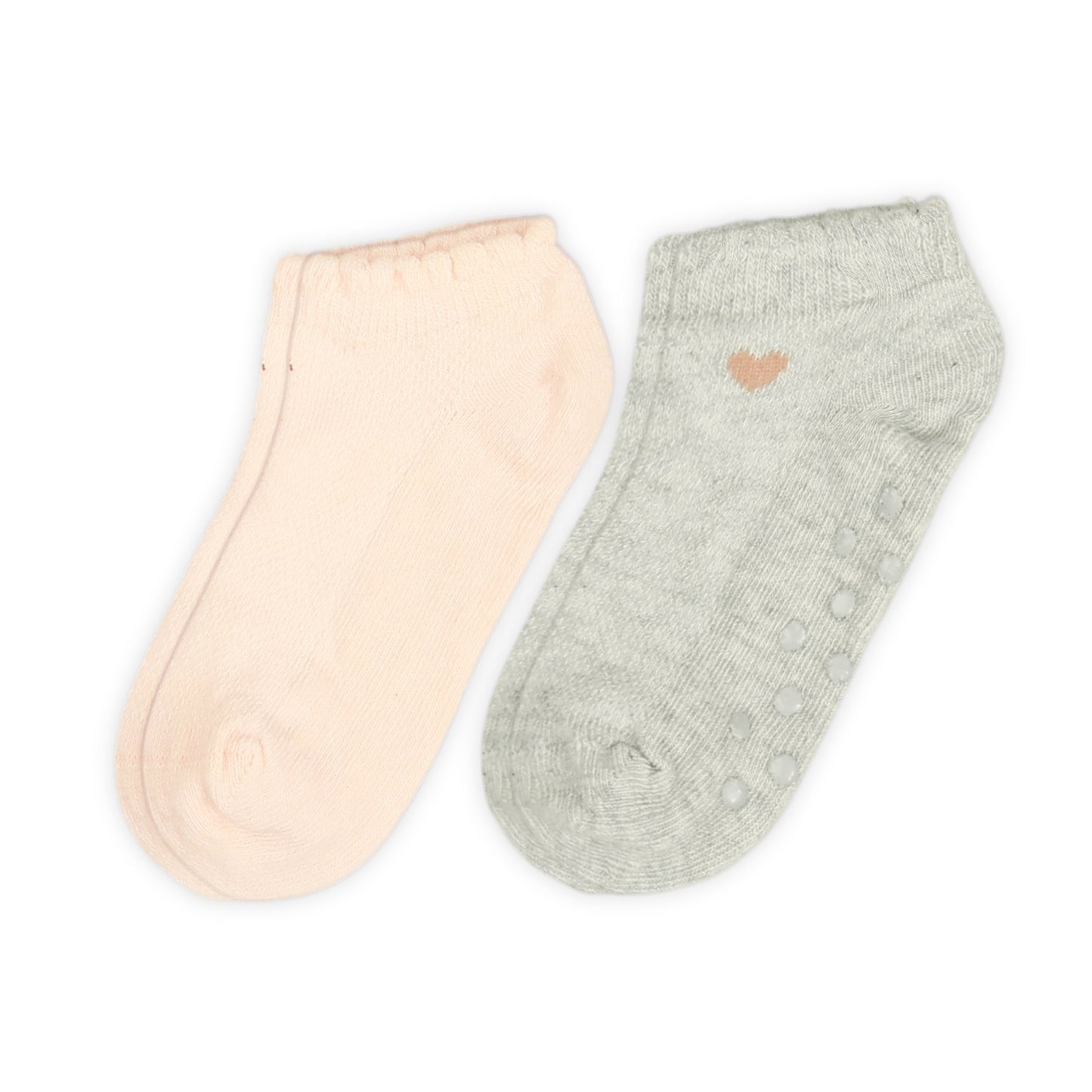 GREY & PINK ANKLE GIRL SOCKS PK-2