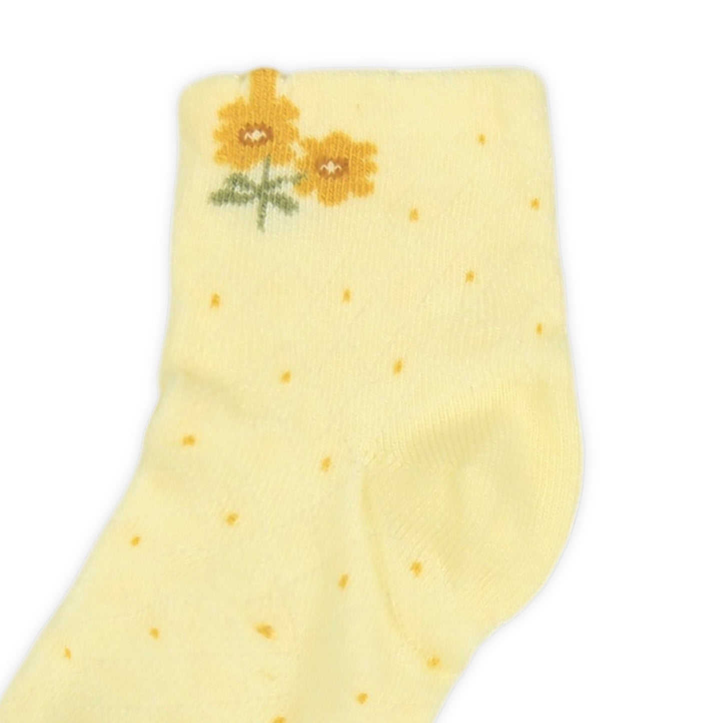 PASTEL YELLOW POLKA DOT AND FLORAL GIRL SOCKS