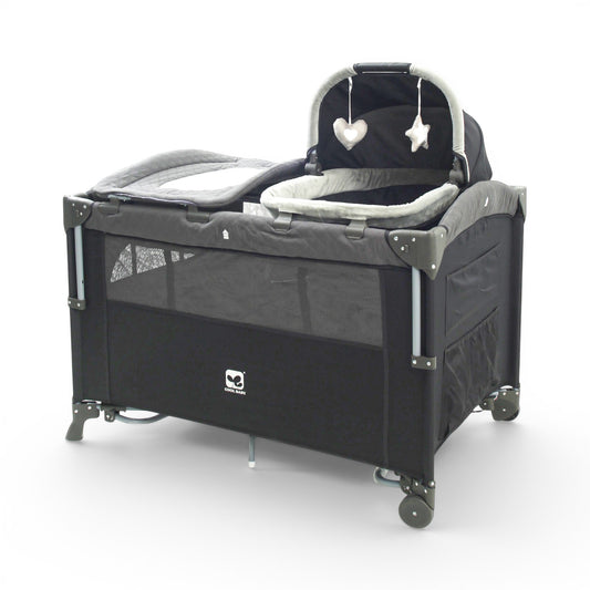 PLAY PEN GREY WITH STORAGE AND MOSQUITO NET