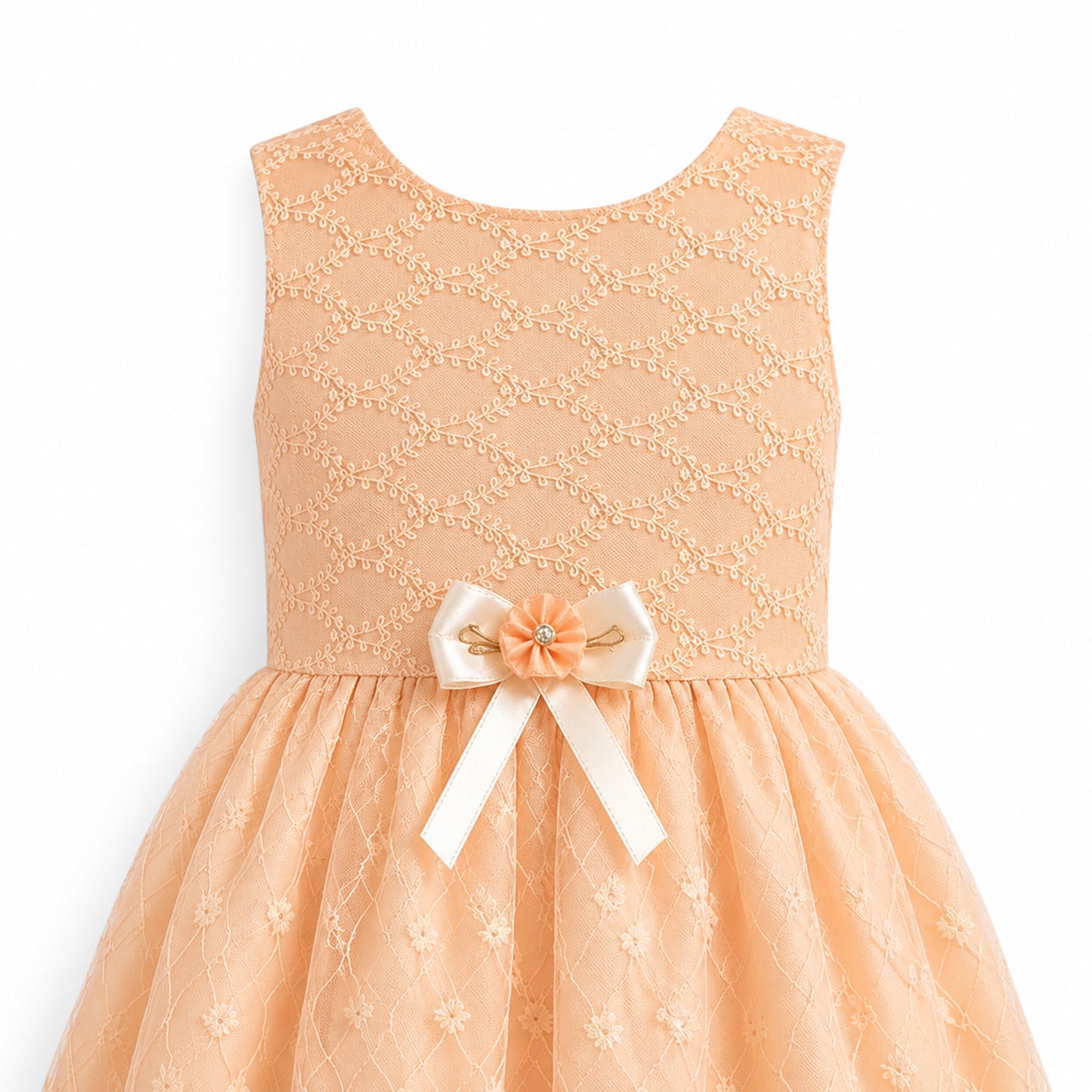 PEACH LACE BABY GIRL FANCY FROCK GIFT SET
