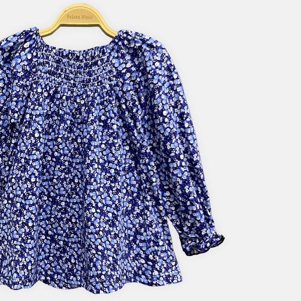 GIRLS TOP BOAT NECK BLUE