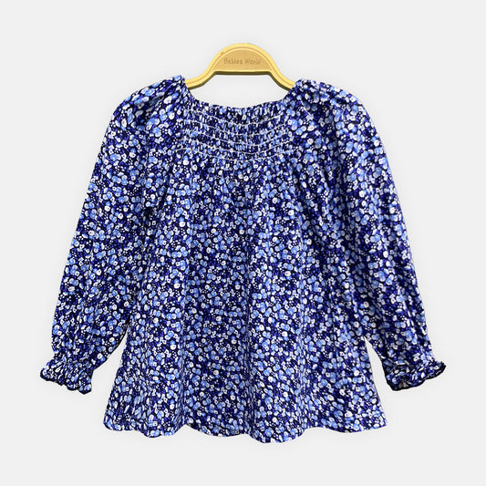 GIRLS TOP BOAT NECK BLUE