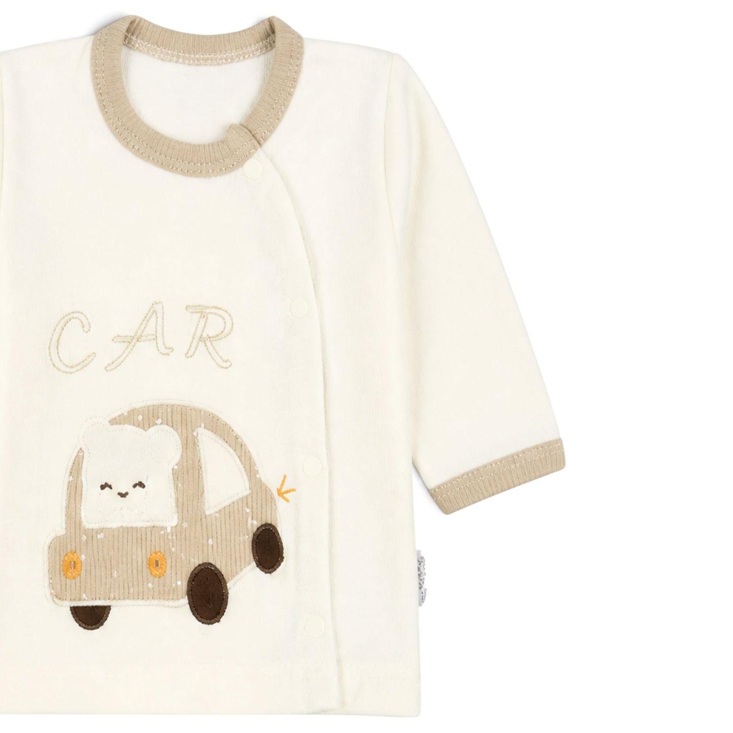 CREAM AND BEIGE "CAR" BEAR BABY BOY GIFT SET
