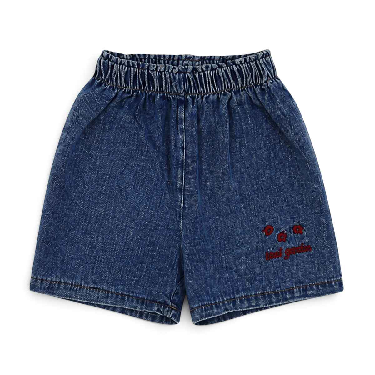 WHITE LACE-SLEEVE AND "BIRD GARDEN" DENIM SHORTS BABY GIRL OUTFIT