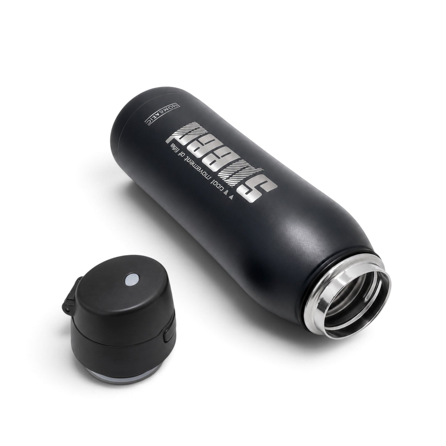 HOMEATIC VACUUM FLASK BLACK STEEL WATER BOTTLE 800 ML