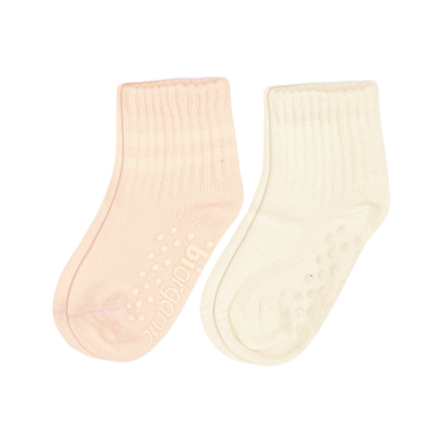 PINK & WHITE ANTI-SLIP ANKLE GIRL SOCKS PK-2