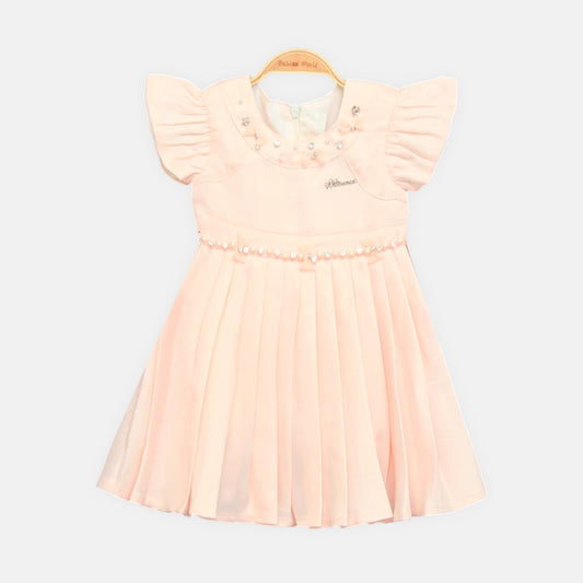 Peach Pleated Frock
