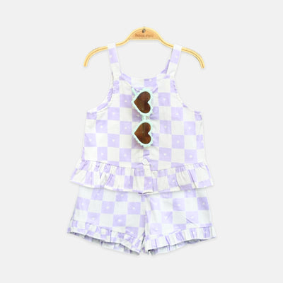 2-Piece Purple Checkered Heart Set