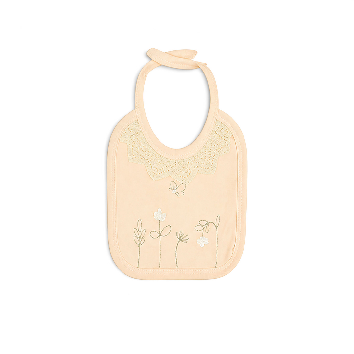 PEACH LACE COLLAR FLORAL & BUTTERFLY BABY GIRL GIFT SET