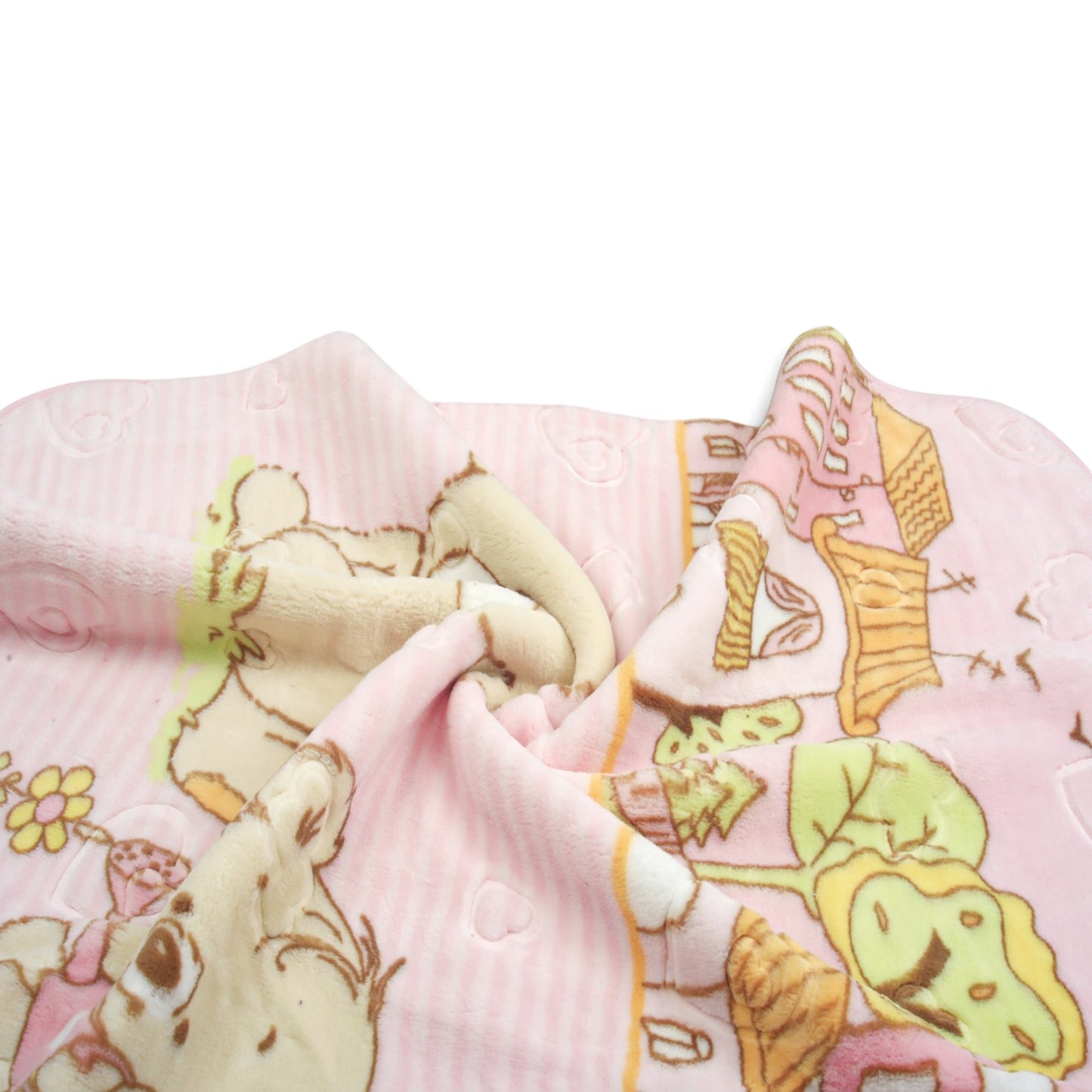 PINK STRIPED TEDDY BEAR BLANKET