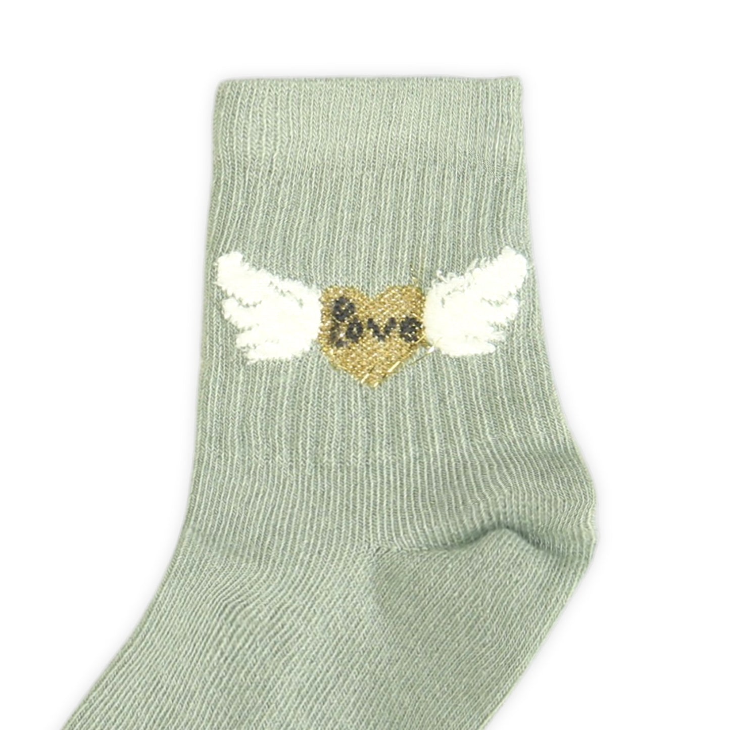 GREEN WINGED HEART GIRL SOCKS