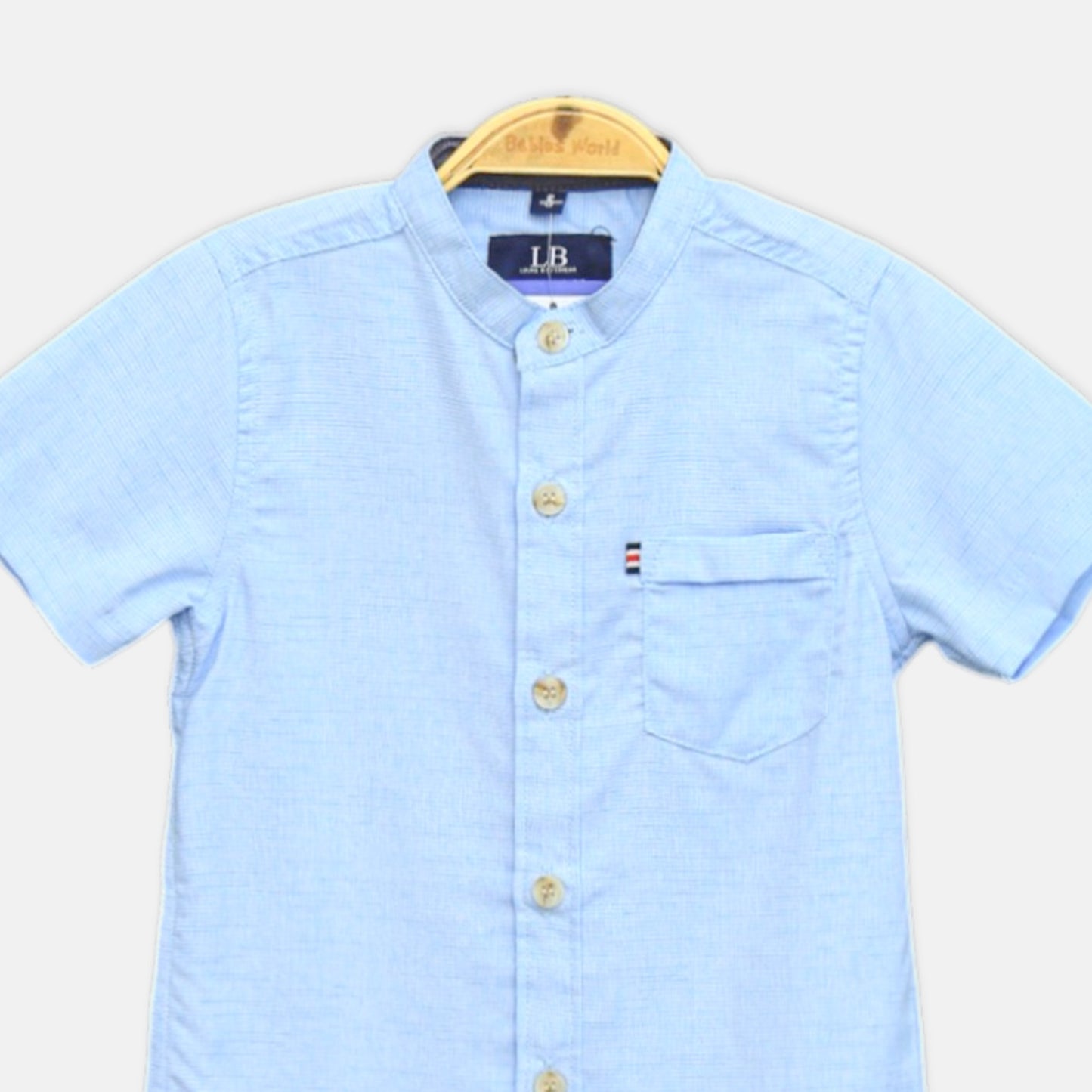 Sky Blue Striped Mandarin Shirt