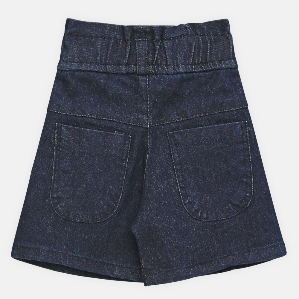 GIRL SHORT PLEATED DARK DENIM