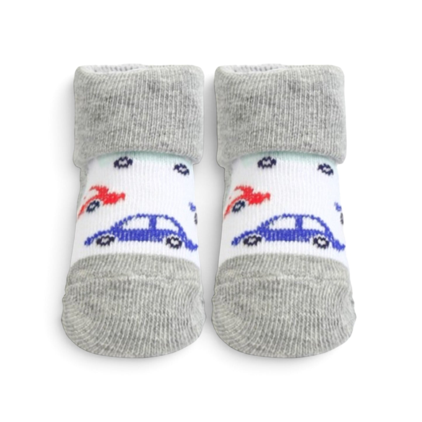 BABY CAR PRINT & STRIPE BOOTIES PK-3