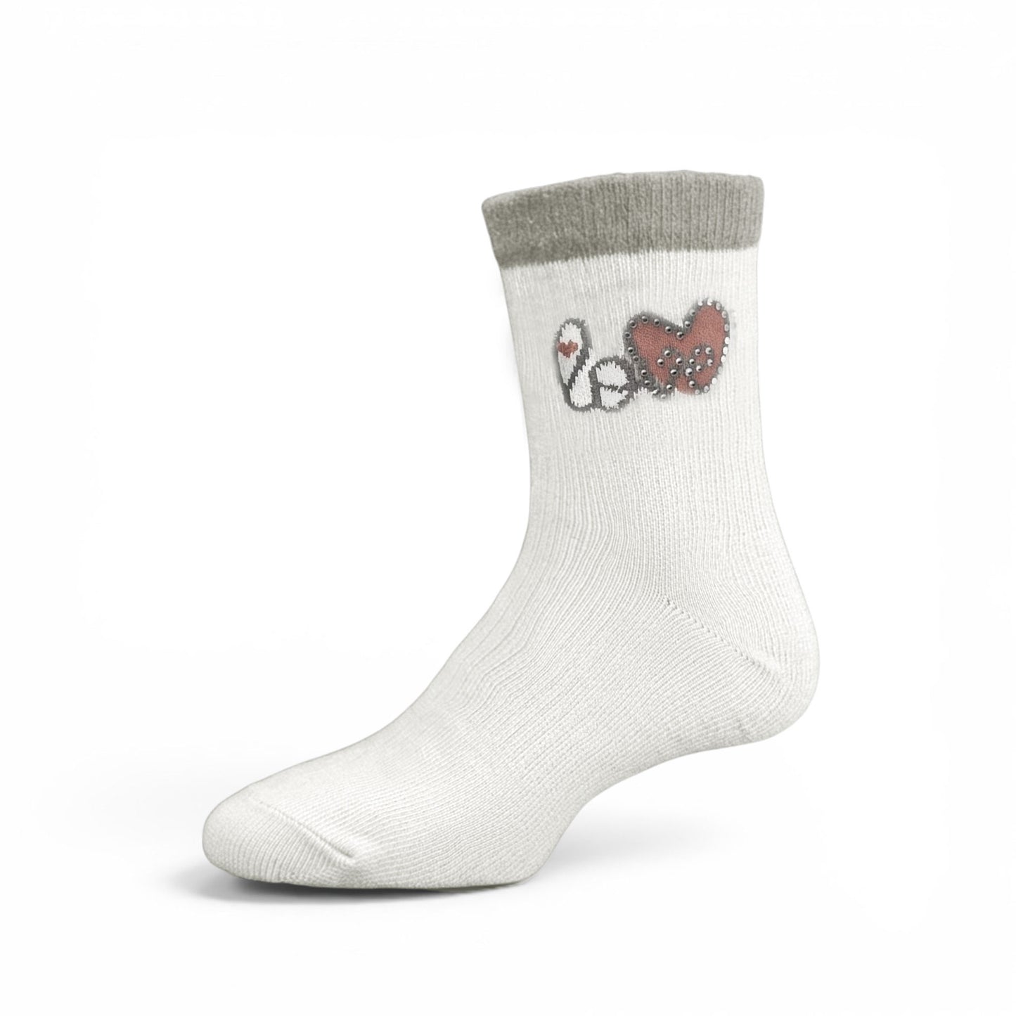 WHITE "LOVE" PRINTED GIRL SOCKS