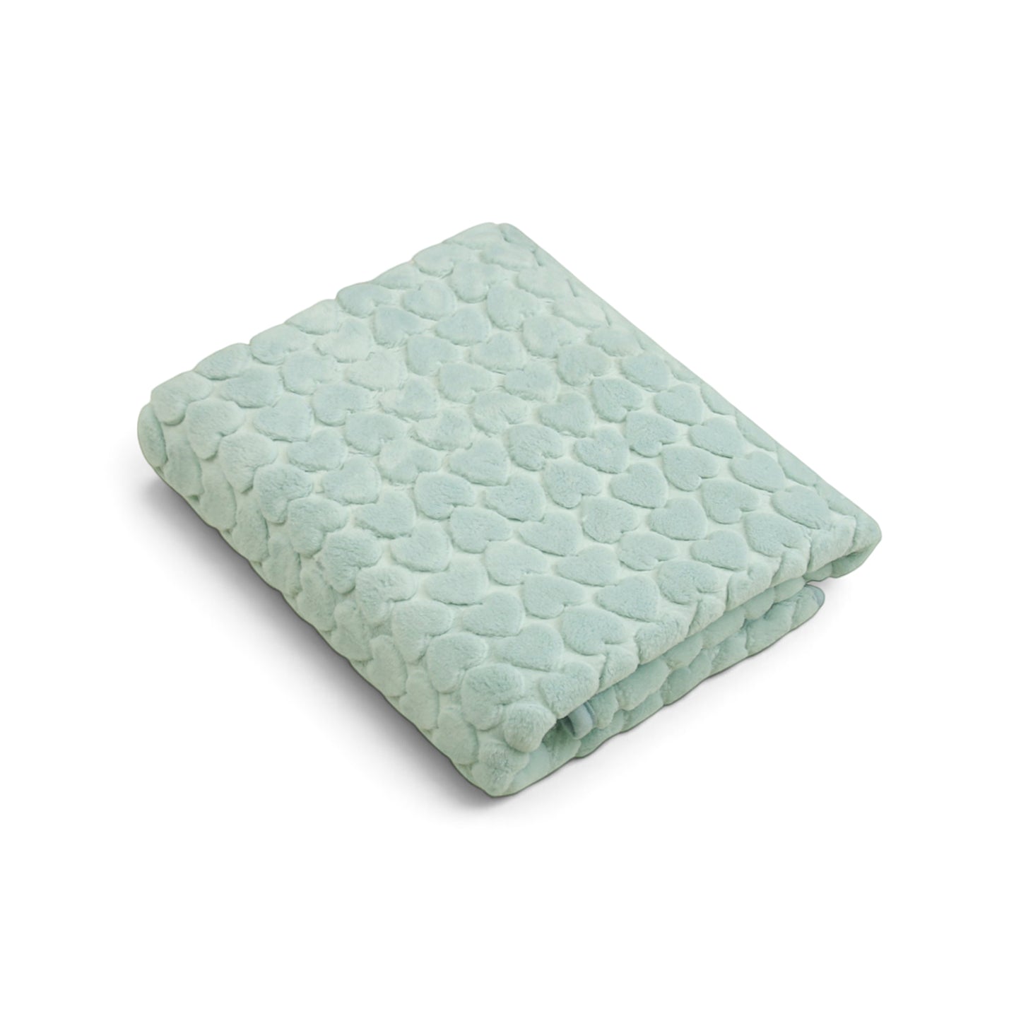 MINT GREEN HEART EMBOSSED BLANKET