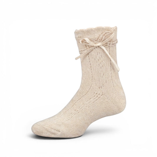 WHITE RIBBON ACCENT GIRL SOCKS PK-2