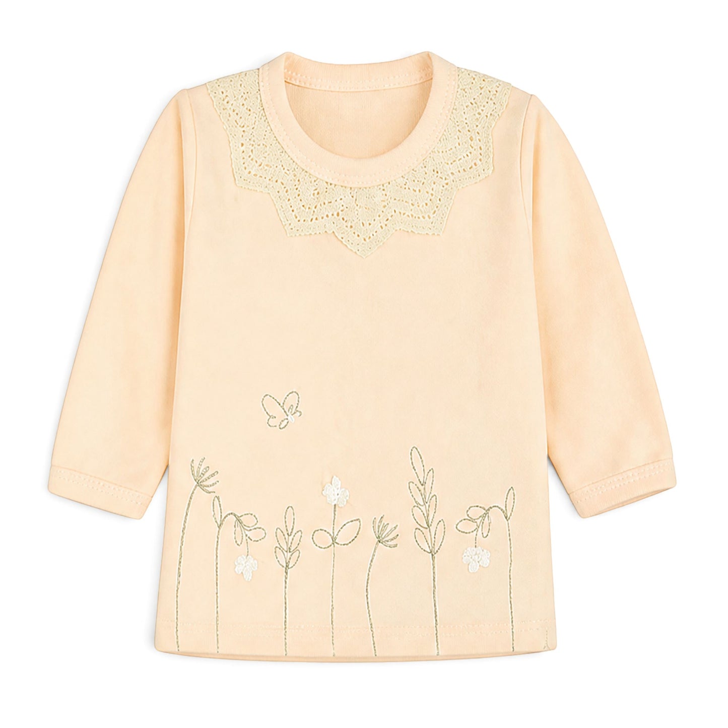 PEACH LACE COLLAR FLORAL & BUTTERFLY BABY GIRL GIFT SET