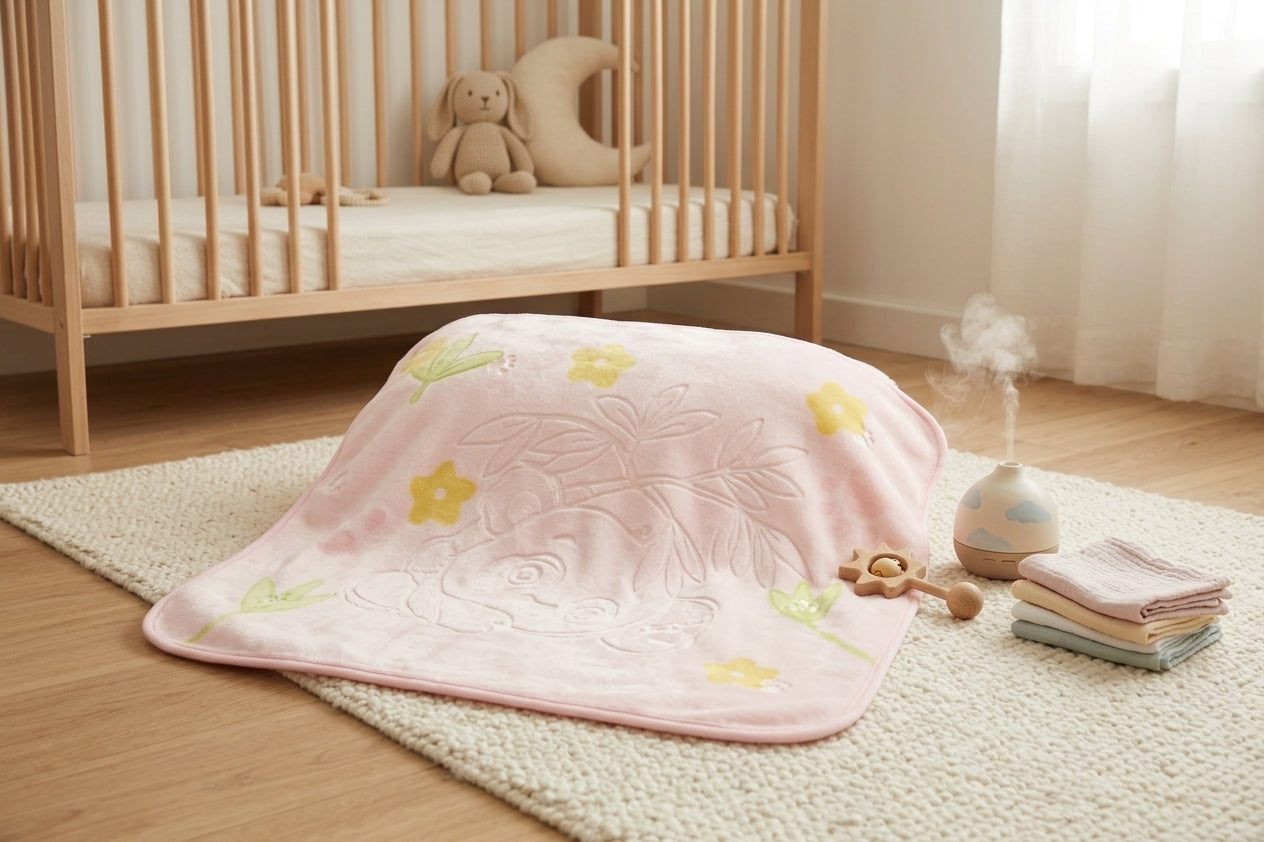SOFT PINK PANDA EMBOSSED BLANKET