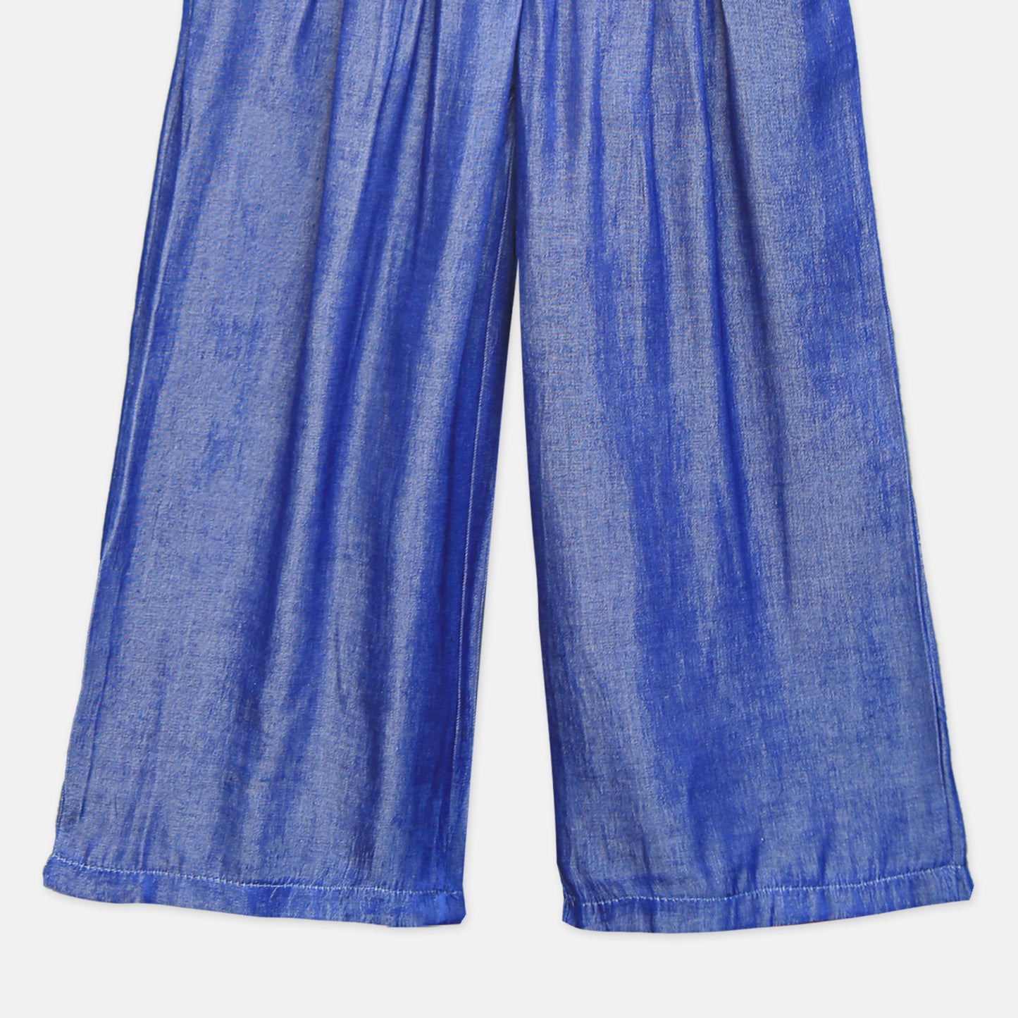 Blue Chambray Wide-Leg Trousers