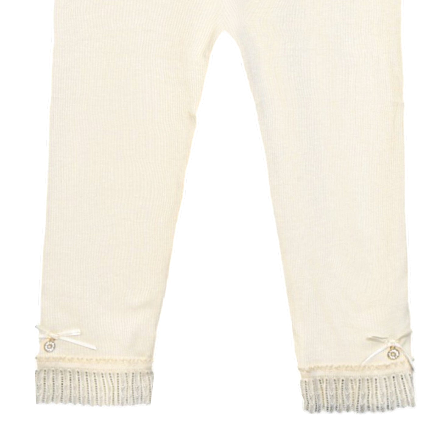 OFF-WHITE LACE-TRIM RIBBED TROUSERS