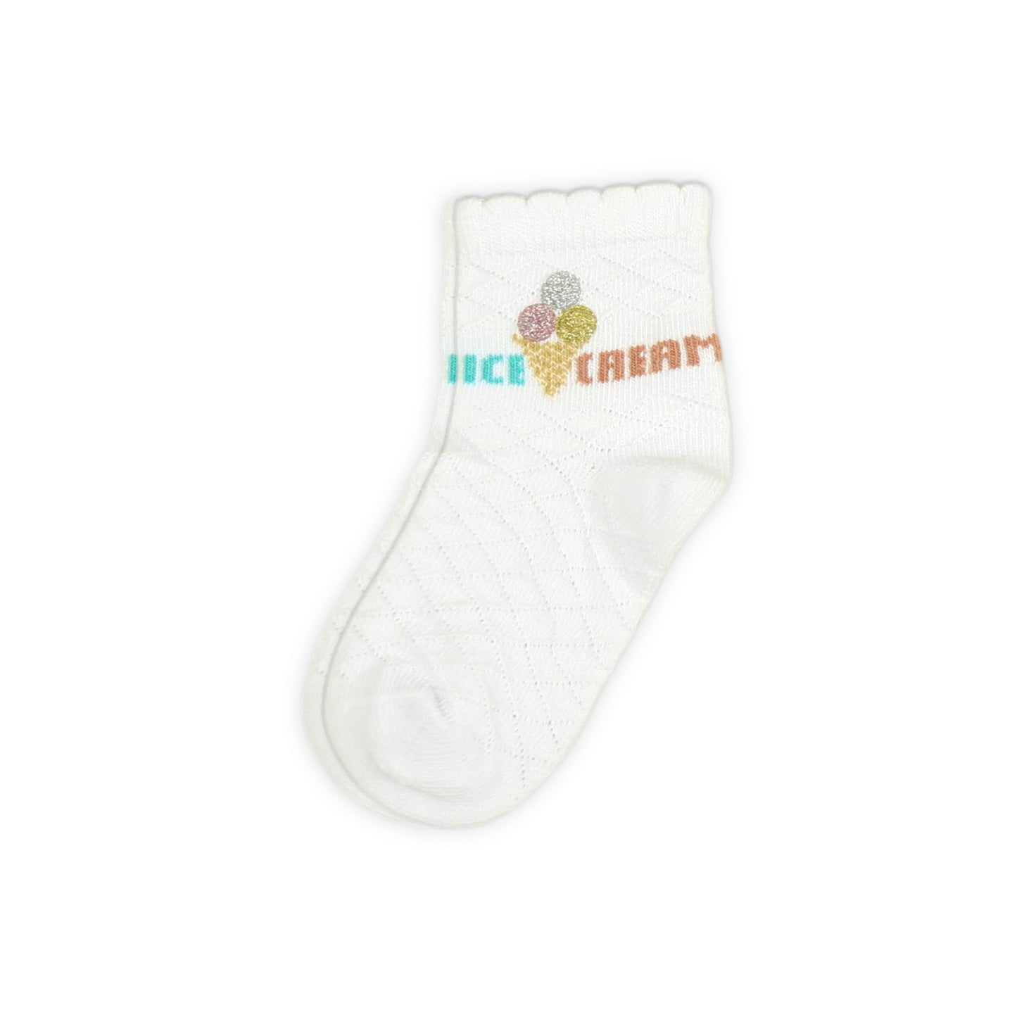 WHITE "ICE CREAM" SOCK GIRL SOCKS PK-2