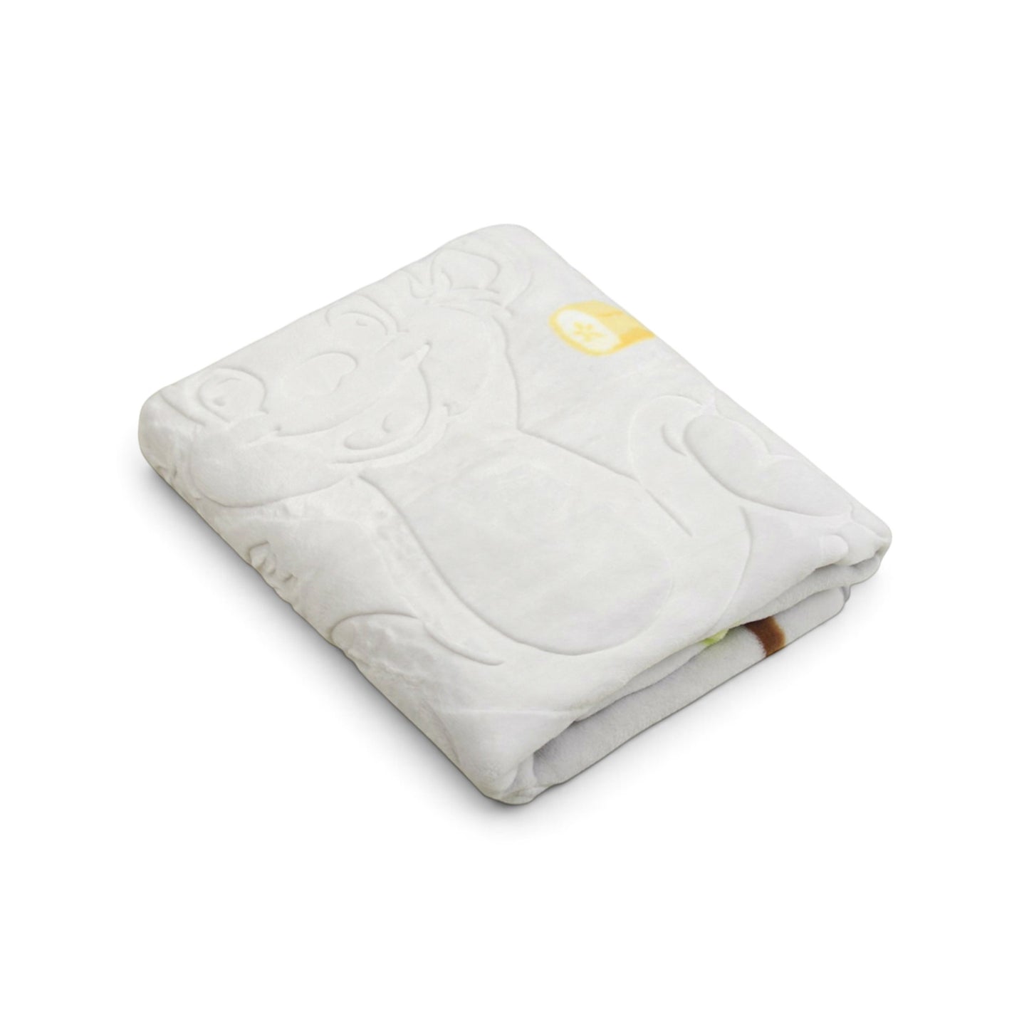 LIGHT GREY & YELLOW MONKEY EMBOSSED BLANKET