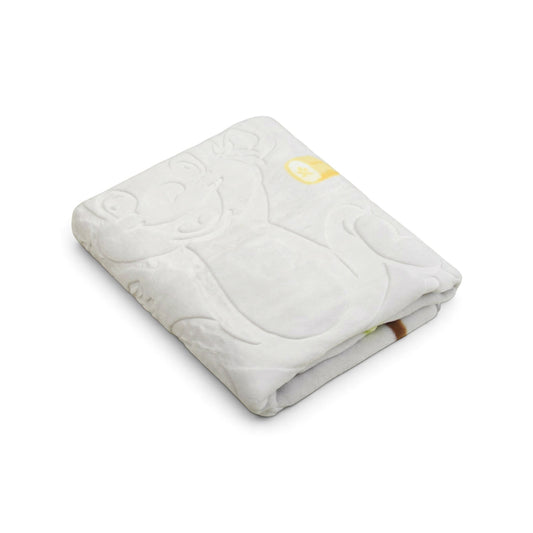 LIGHT GREY & YELLOW MONKEY EMBOSSED BLANKET